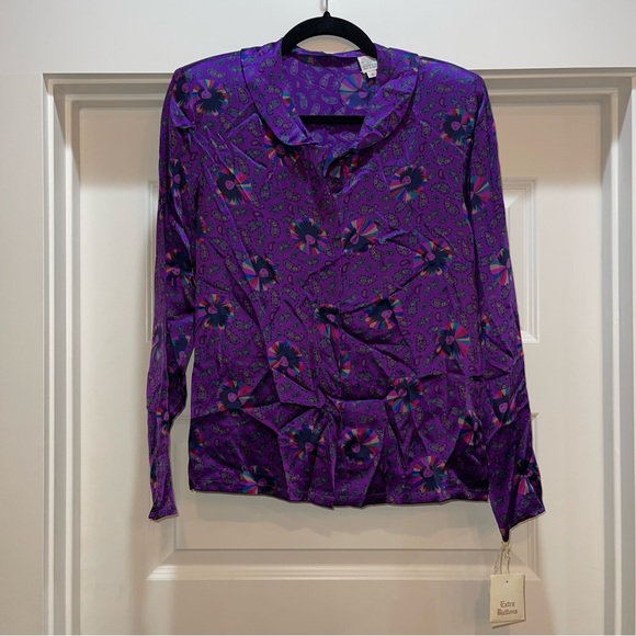 Vintage Deadstock Silk Top Psychedelic Goddess Print - Picture 2 of 12